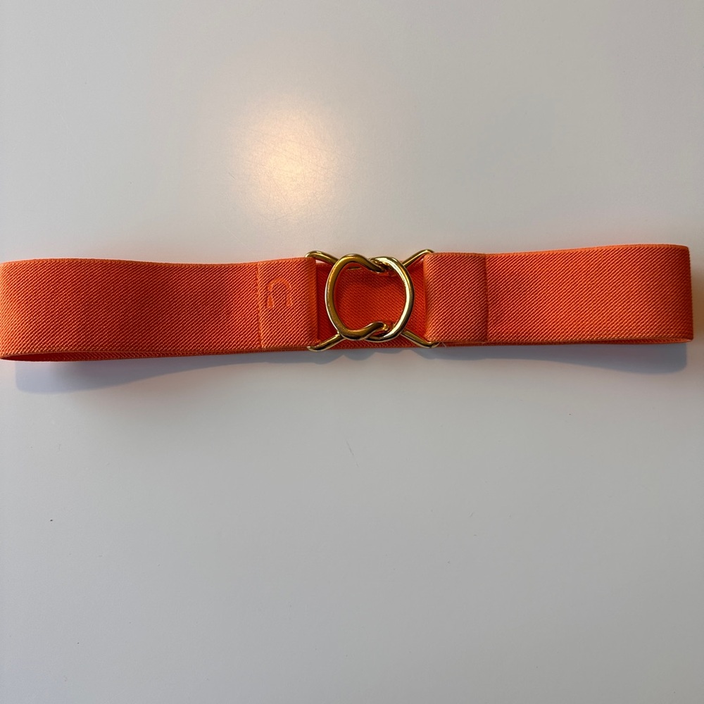 Ruespari equestrian belt. Orange with gold buckle